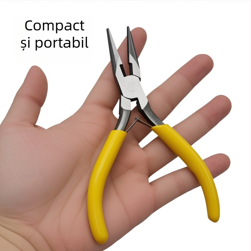 Clește multifuncțional cu dinți, clește mini galben pentru bijuterii, pentru înfășurarea sârmei și a mărgelelor