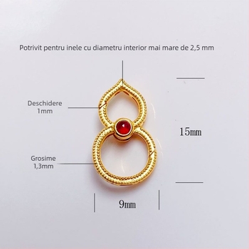 Capă de închidere cu arc 18K – rubin roșu, cap în formă de dovleac, conector pentru pandantiv la coliere și brățări DIY