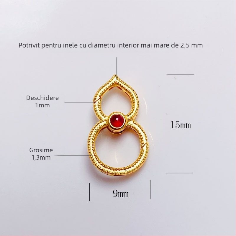 Capă de închidere cu arc 18K – rubin roșu, cap în formă de dovleac, conector pentru pandantiv la coliere și brățări DIY