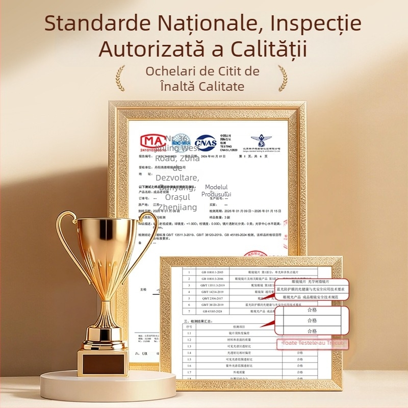Ochelari de citit ultraușori din cristal pentru femei, protecție împotriva luminii albastre, model 6812, ramă pătrată, lentile de înaltă definiție