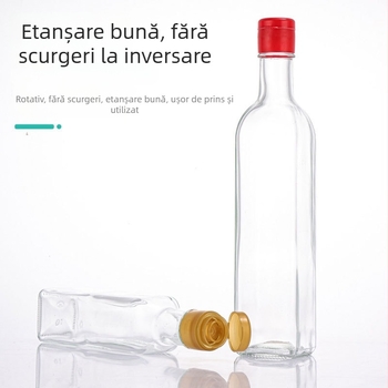 Sticlă personalizată din sticlă transparentă pentru ulei, recipient pătrat de bucătărie pentru ulei de măsline, ulei de susan și ulei de nuci