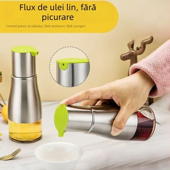 Sticlă de ulei din oțel inoxidabil, 320 ml, cu mecanism de turnare automată și pensulă încorporată