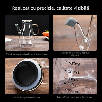 Sticlă borosilicată cu siguranță anti-scurgere și scară de măsurare – pentru sos de soia, oțet, ulei și ulei de susan