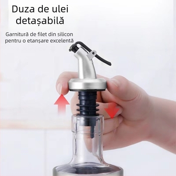 Sticlă de ulei din sticlă, etanșă, recipient de condimente pentru bucătărie, ulei și oțet, fără picuri, recipient sigilat pentru turnare