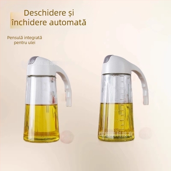 Recipient din sticlă pentru ulei, cu deschidere-închidere automată, robinet de turnare etanș, cu scară de măsurare, pentru sos de soia, oțet și condimente în bucătăria de acasă.