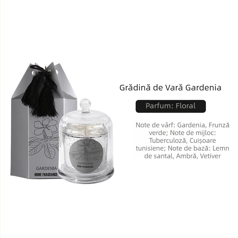 BYME Ceară aromaterapie fără fum, cu capac de sticlă, făcută manual, din ceară vegetală, cadou