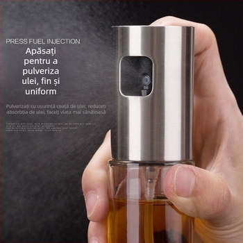 Recipient din sticlă pentru ulei, pulverizator cu apăsare, 100 ml, pentru bucătărie de acasă, spray de ulei pentru air fryer și grătar
