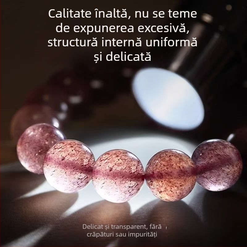 Brățară din cristal de căpșună cu mărgele de cuarț hibiscus – bijuterii DIY pentru femei