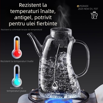 Sticlă de ulei din sticlă pentru uz casnic, recipient fără scurgeri, sticlă pentru ulei, sticlă pentru sos de soia și oțet, recipient de depozitare a uleiului