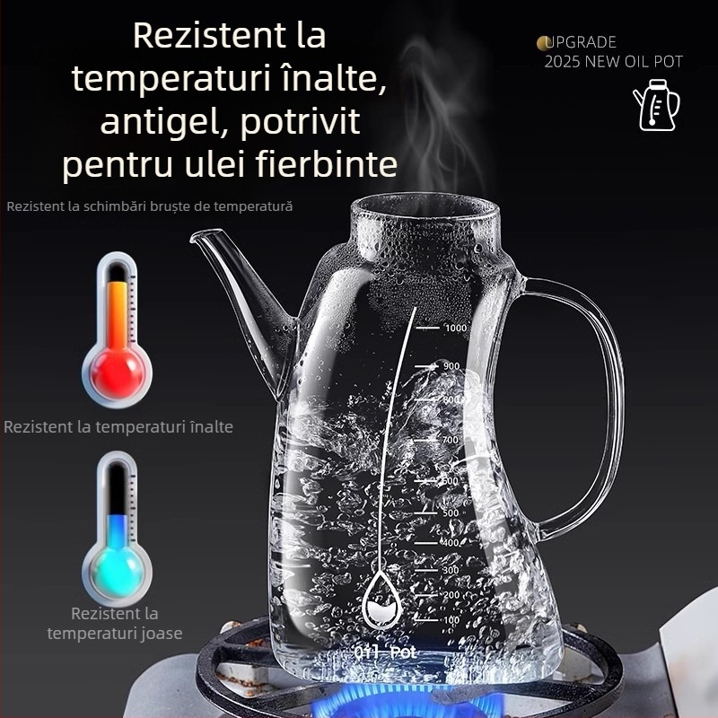 Sticlă de ulei din sticlă pentru uz casnic, recipient fără scurgeri, sticlă pentru ulei, sticlă pentru sos de soia și oțet, recipient de depozitare a uleiului
