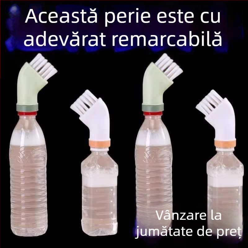 Perie de curățare multifuncțională, fără unghiuri moarte, conectabilă la sticle de apă minerală, cap plat umed/uscat, perii pentru spații