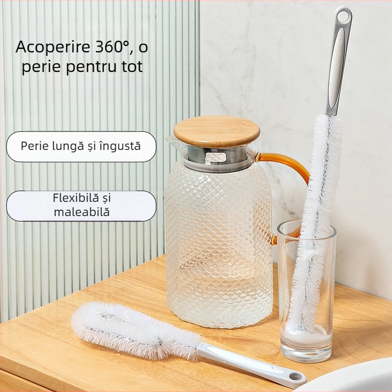 Perie detașabilă cu mâner lung pentru curățarea biberoanelor și a tetelor – Perie multifuncțională pentru sticle