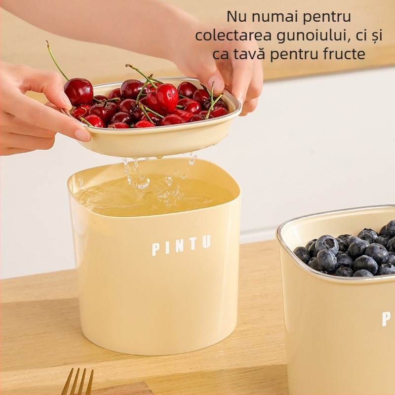 Coș de gunoi de birou cu capac, pentru sortarea deșeurilor, compact pentru living, recipient pentru scurgerea frunzelor de ceai
