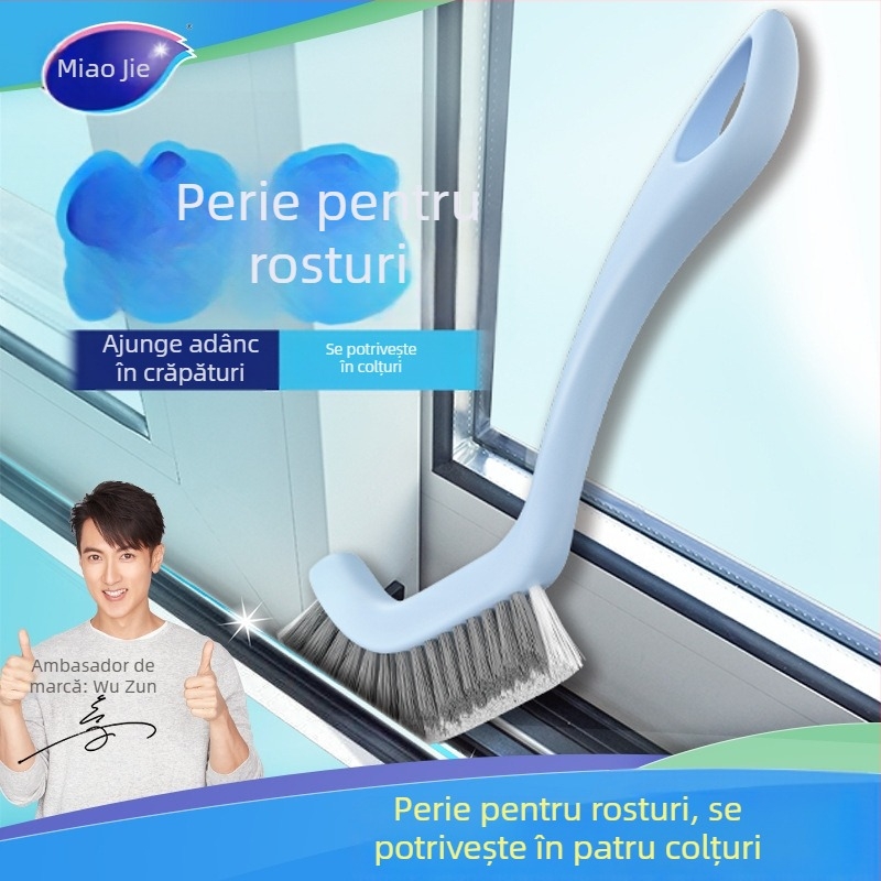 Perie pentru curățarea rosturilor, cu mâner lung și peri tari, pentru ustensile de bucătărie, oale și boluri, rosturi de faianță în baie și colțuri greu accesibile
