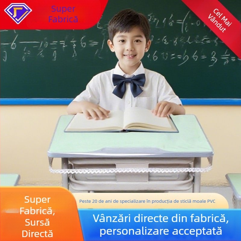 Protecție transparentă pentru birou din PVC, pentru elevi din învățământ primar și gimnaziu, impermeabilă și rezistentă la ulei