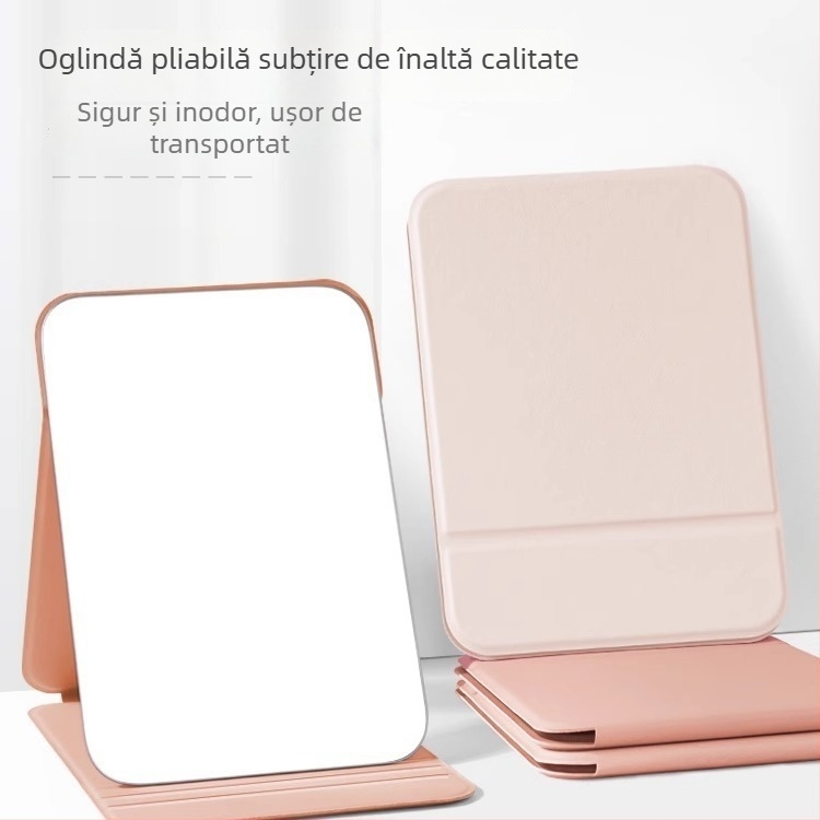 Oglindă mică de machiaj, portabilă, oglindă de birou pliabilă pentru cămin, ideală pentru retușuri.