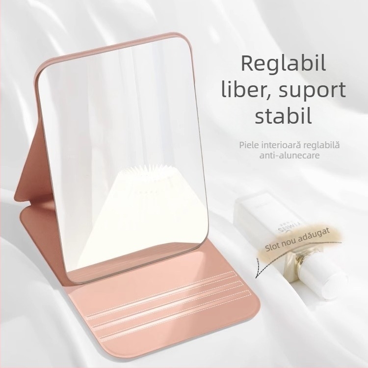 Oglindă mică de machiaj, portabilă, oglindă de birou pliabilă pentru cămin, ideală pentru retușuri.