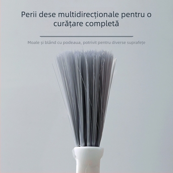 Metla de uz casnic cu mâner lung din oțel inoxidabil și peri moi, nu se agață de păr, curăță eficient praful și murdăria de pe podea; cap din plastic
