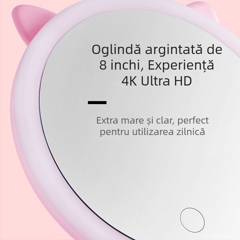 Oglindă de machiaj cu LED, de birou, iluminată, încărcare USB pentru cămin studențesc