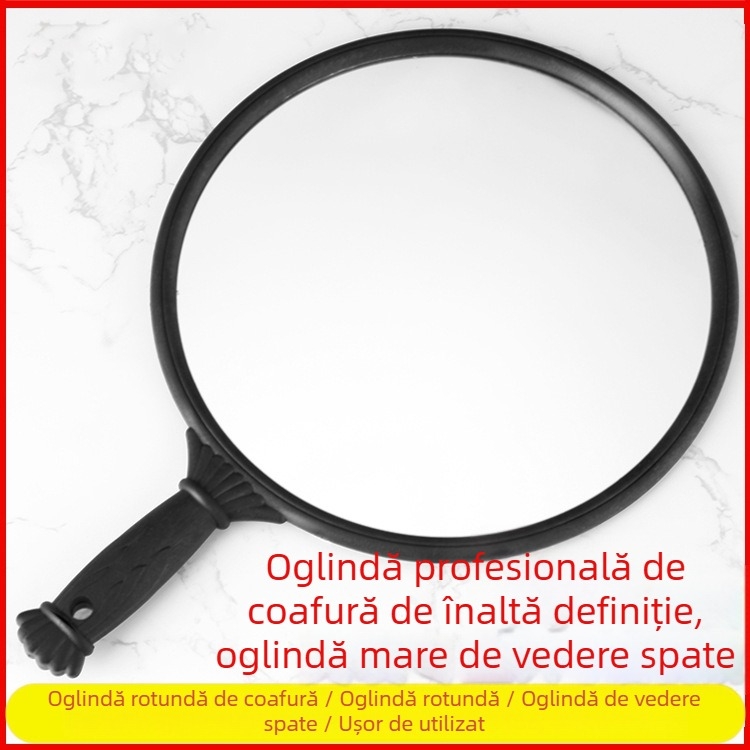 Oglindă de frumusețe cu mâner circular, mare, pentru saloane și machiaj