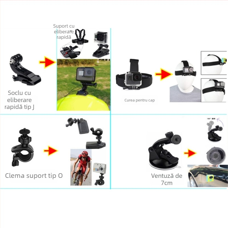 Bozhong GoPro accesorii seria A, set 14 în 1 pentru camere de acțiune pentru exterior, scufundări și sporturi extreme