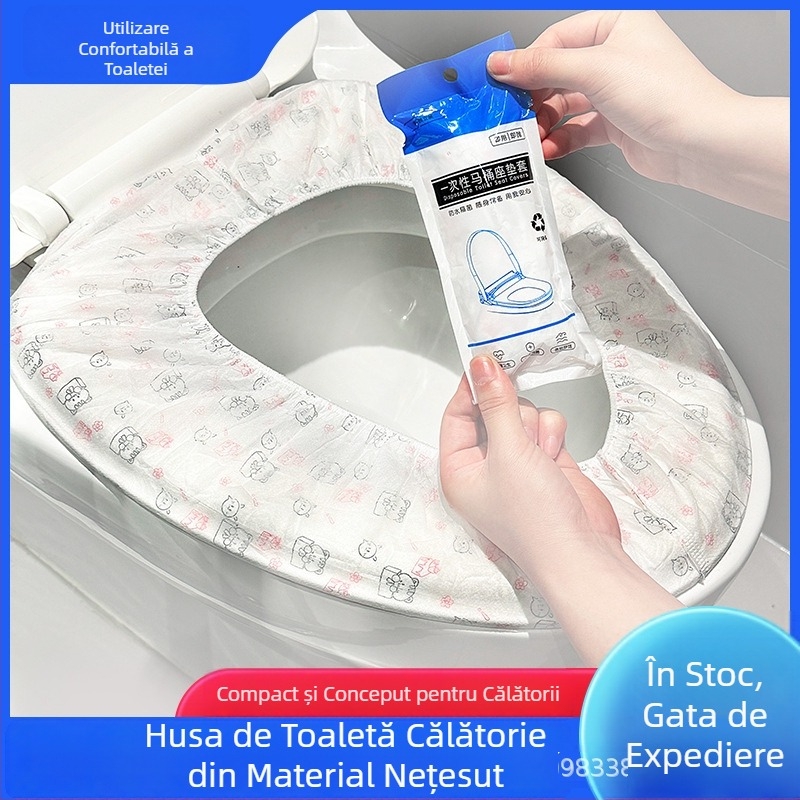 Capac de toaletă de unică folosință, cu imprimare dublă, impermeabil și rezistent la murdărie, pentru călătorii și hoteluri