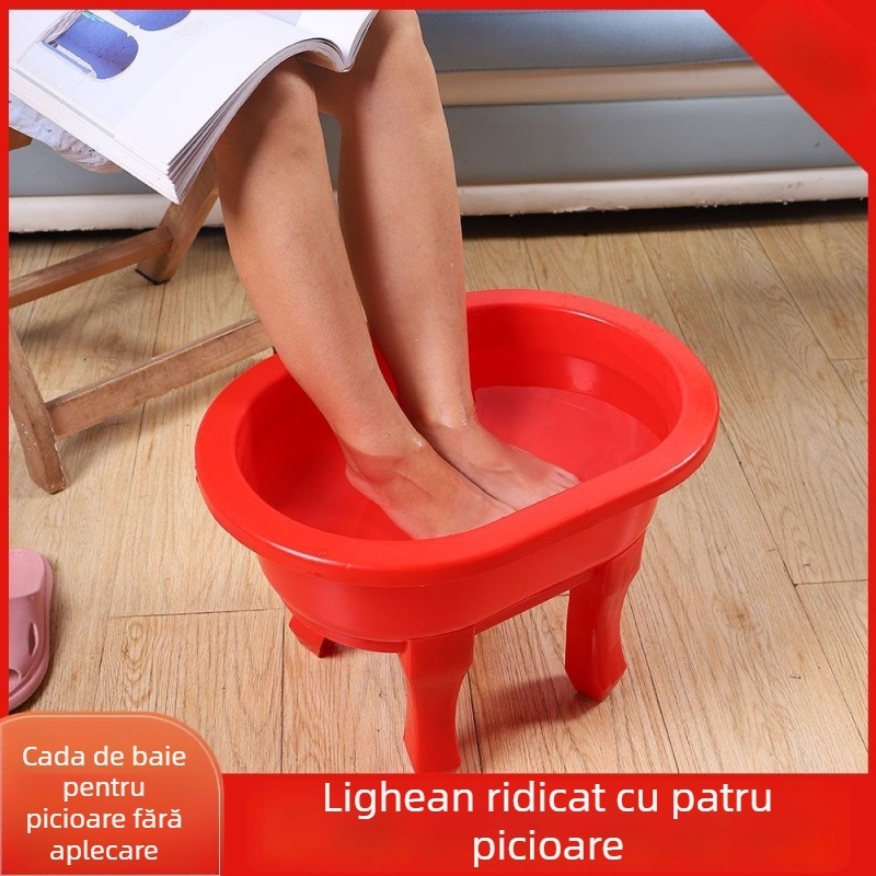 Vas de baie pentru picioare din plastic, cu patru picioare și margine înălțată, pentru adulți