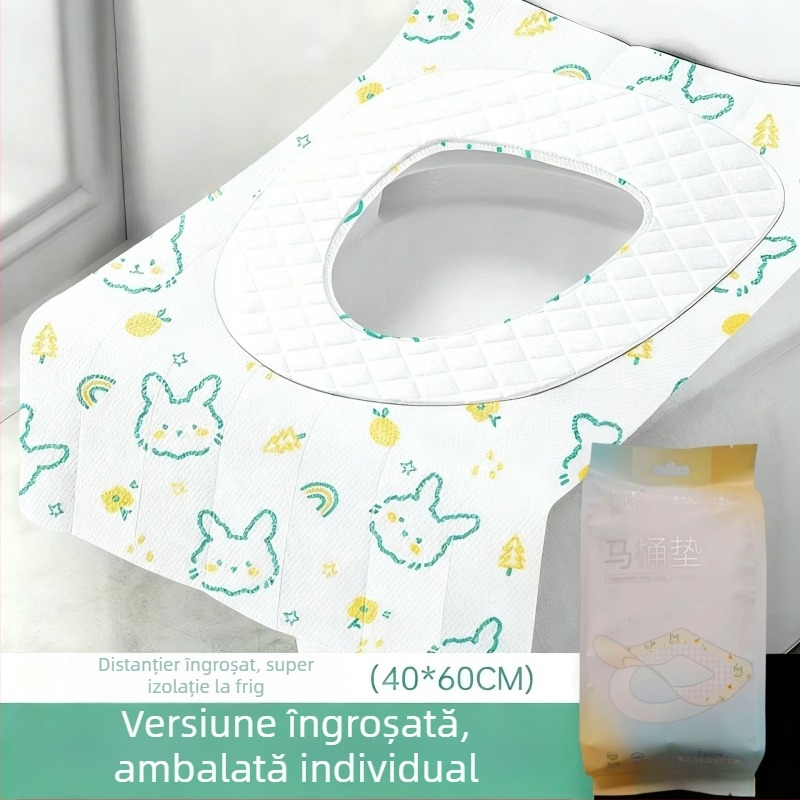 Protecție de unică folosință pentru scaunul de toaletă, acoperire completă, impermeabilă, îngroșată, toamnă–iarna, maternitate și călătorii