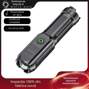 Lanternă LED reîncărcabilă cu spot, fascicul de lungă rază, portabilă, ultra-luminoasă pentru exterior și uz casnic