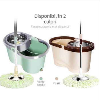 Set mop rotativ cu găleată – mop cu stoarcere automată și găleată de scurgere