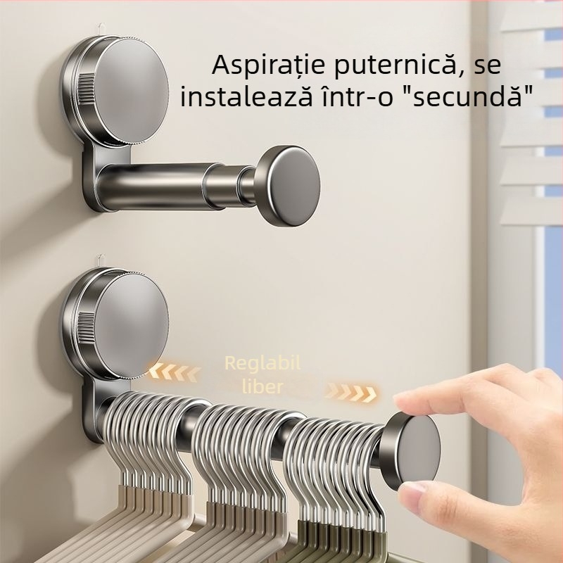 Uscător de haine telescopic cu ventuze, pentru balcon și montaj pe perete, fără găuri, extensibil
