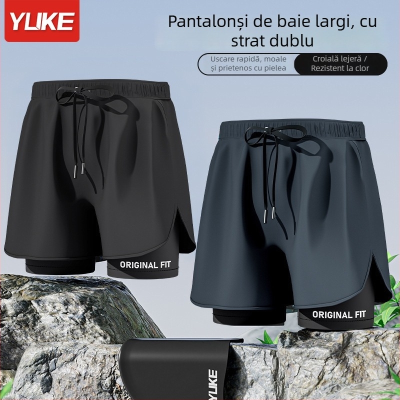 Slipuri de baie pentru bărbați, uscare rapidă, croială pătrată, design modern, mărime mare, stil boxer, pentru înot în băi termale
