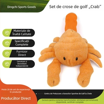 Protecție plușată pentru capul de golf, în formă de crab, rezistentă la zgârieturi și uzură, universală