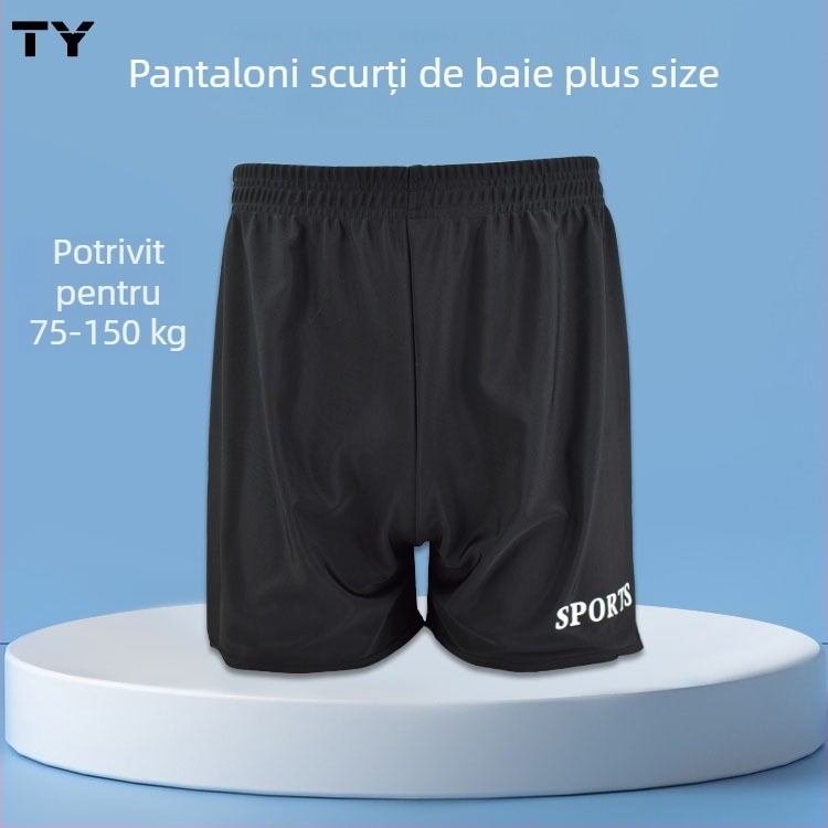 Șorturi de înot pentru bărbați, mărime plus, croială lejeră, culoare solidă, poliester