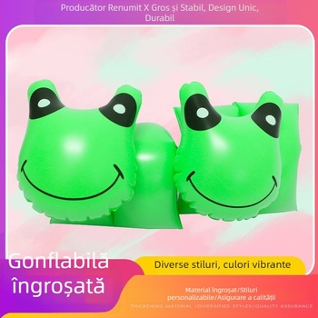 Inel gonflabil pentru copii, broscuță verde, PVC, pentru înot în aer liber