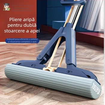 Meitianle mop cu burete absorbant, cap de bumbac lipit, stoarce apa și curăță podeaua într-o singură trecere, mop cu elasticitate înaltă, fără a utiliza mâinile