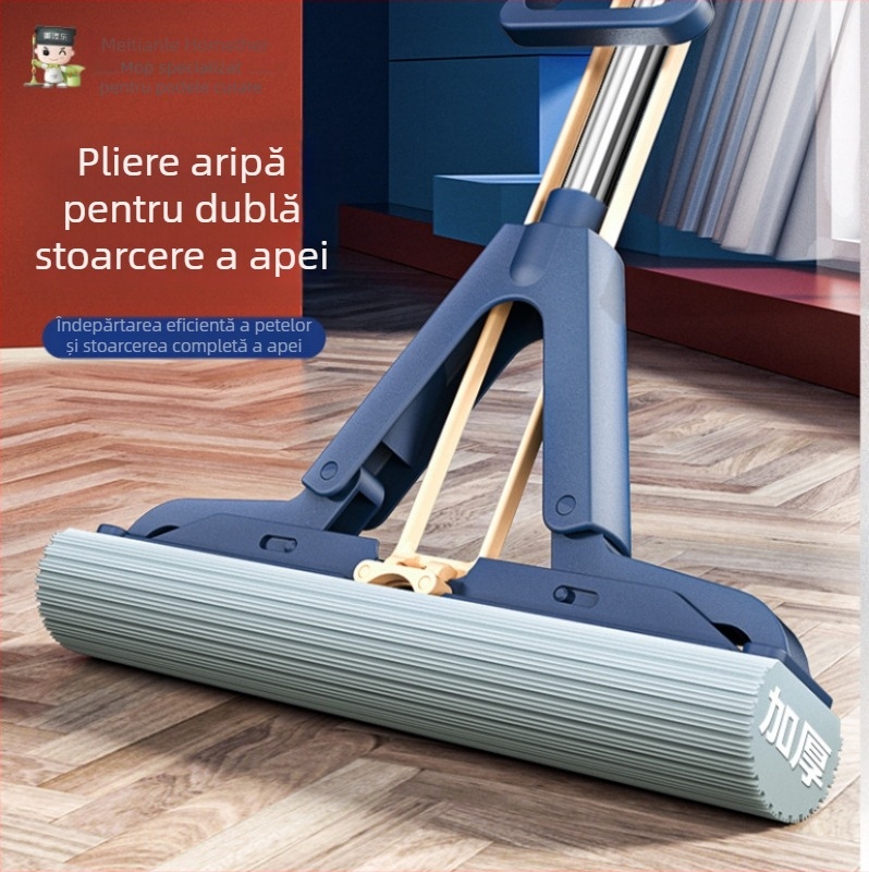 Meitianle mop cu burete absorbant, cap de bumbac lipit, stoarce apa și curăță podeaua într-o singură trecere, mop cu elasticitate înaltă, fără a utiliza mâinile
