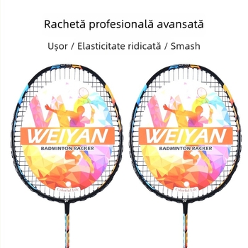 Set de două rachete de badminton din fibră de carbon, complet, ultraușoare
