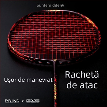 Raquetă de badminton din fibră de carbon, ultraușoară, cu ramă box-frame, pentru antrenament și competiții, atac stabil