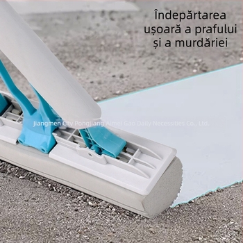 Mop cu burete, cap absorvent din cauciuc-bumbac, mâner telescopic de 130 cm