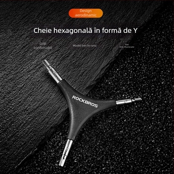 ROCKBROS Unealtă de reparare a bicicletei de munte – cheie în formă de Y cu trei capete hexagonală, GJ736A