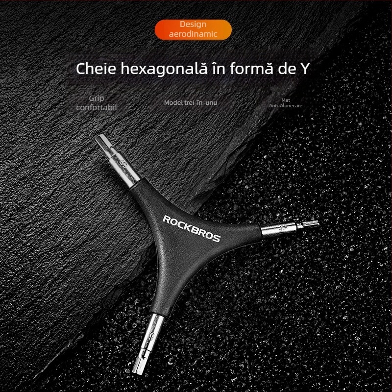 ROCKBROS Unealtă de reparare a bicicletei de munte – cheie în formă de Y cu trei capete hexagonală, GJ736A