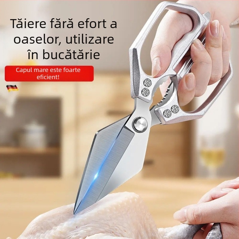 Foarfece de bucătărie din oțel inoxidabil, cu cap mare, pentru pui, pește și oase – foarfece puternice pentru bucătărie