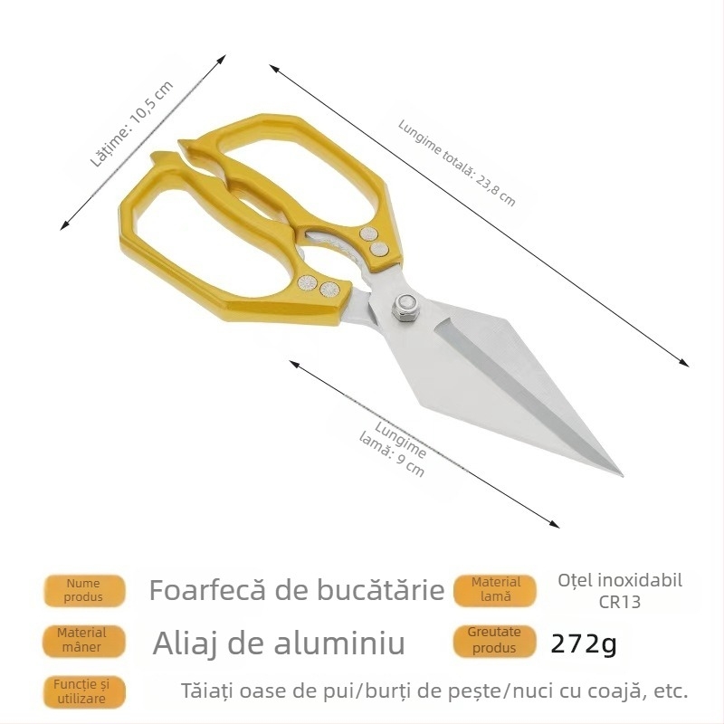 Foarfețe de bucătărie din oțel inoxidabil, robuste, pentru tăierea oaselor de pui și a coastelor