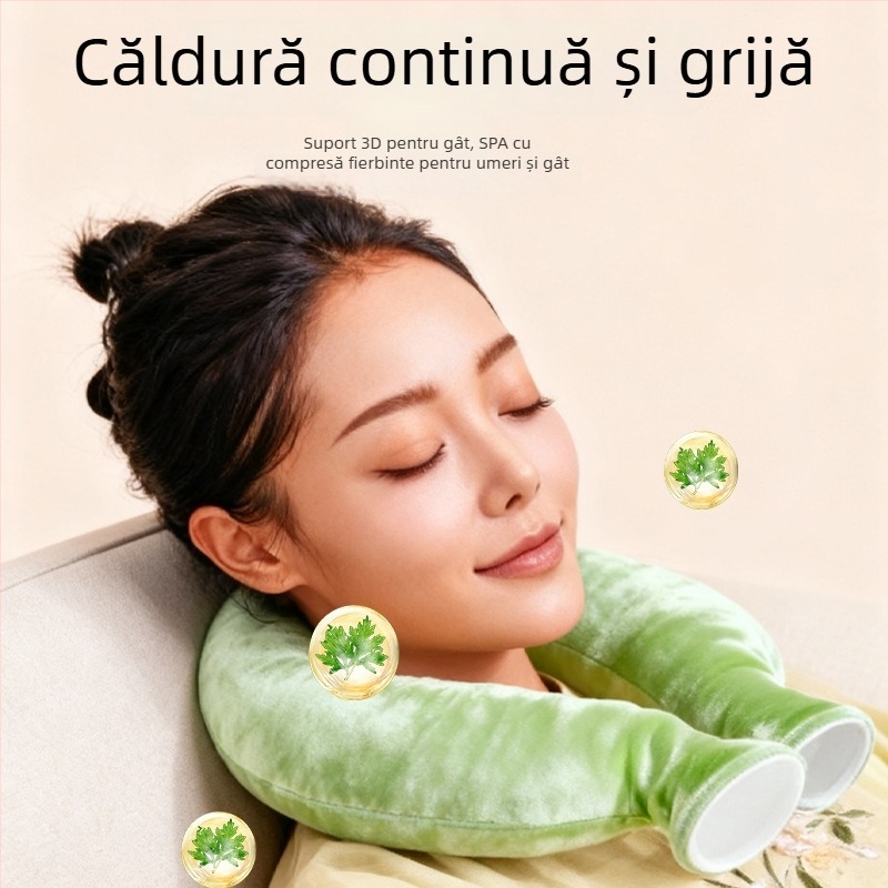 Pernă cu apă caldă în formă de U pentru umăr și gât