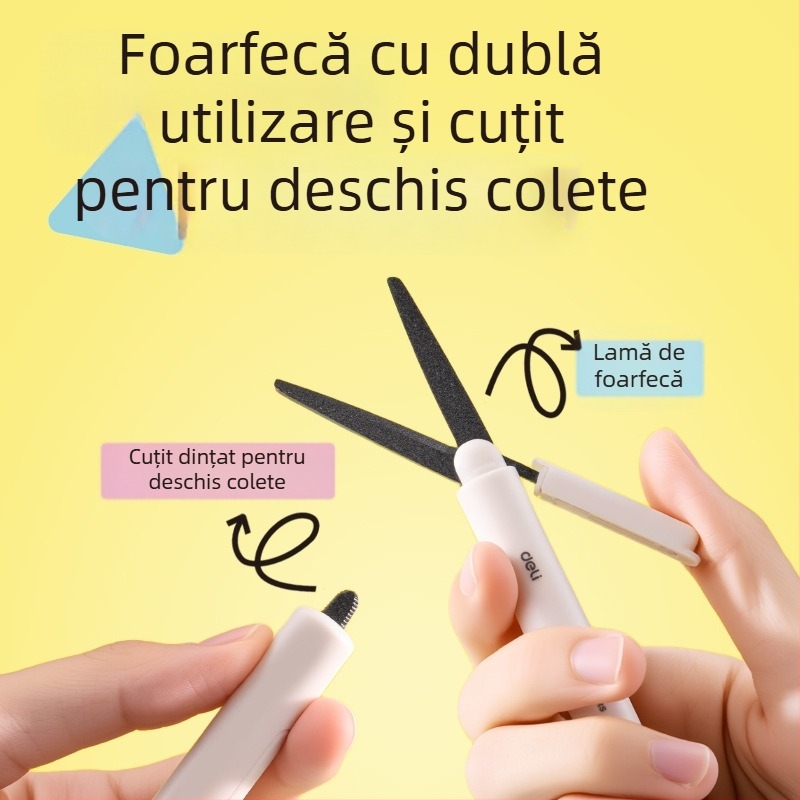 Deli 6097-T cutter retractabil pentru deschiderea cutiilor, unealtă portabilă elegantă pentru uz casnic