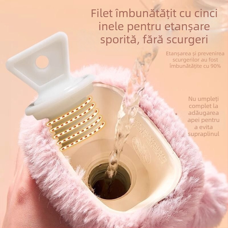 Sticlă de apă caldă extralongă, capacitate mare — pernă termică lungă, umplută cu apă, în formă de bandă, pentru încălzirea patului în timpul iernii