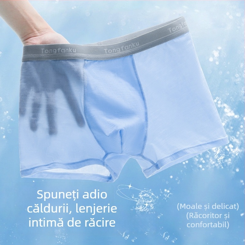 Tong Fanku Boxeri pentru băieți, din Ice Silk – respirabili, antibacterieni, fără cusături, talie medie, culoare solidă