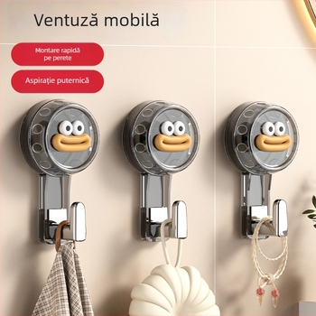 Cârlig cu ventuză puternic, rotativ, pentru baie, fără găuri