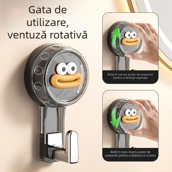 Cârlig cu ventuză puternic, rotativ, pentru baie, fără găuri